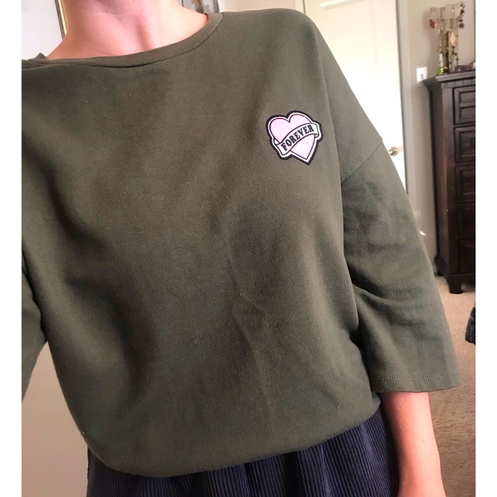 Green quarter sleeve top H&M
